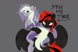 Size: 1280x853 | Tagged: safe, artist:shiny-dust, artist:xavier12197359, imported from derpibooru, oc, oc only, pony, cyrillic, duo, red and black oc, russian, simple background