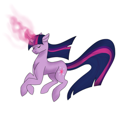 Size: 2000x2000 | Tagged: safe, artist:toptian, imported from derpibooru, twilight sparkle, pony, unicorn, eyes closed, female, glowing horn, horn, mare, simple background, solo, unicorn twilight, white background