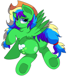 Size: 6500x7400 | Tagged: safe, artist:rainbowtashie, imported from derpibooru, applejack, rainbow dash, oc, earth pony, pegasus, pony, butt, commissioner:bigonionbean, cowboy hat, cutie mark, extra thicc, female, flank, freckles, fusion, hairband, hat, looking at you, looking back, looking back at you, mare, plot, ponytail, simple background, stetson, sultry pose, transparent background, underhoof, writer:bigonionbean