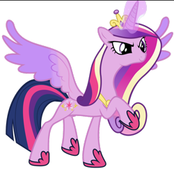 Size: 2000x1943 | Tagged: safe, imported from derpibooru, princess cadance, twilight sparkle, alicorn, pony, fusion, simple background, smiling, smirk, solo, transparent background, twilight sparkle (alicorn), we have become one