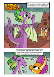 Size: 1728x2484 | Tagged: safe, artist:tjpones, imported from derpibooru, smolder, spike, dragon, comic:mating season, bedroom eyes, comic, female, lidded eyes, looking at each other, male, older, older smolder, older spike, shipping, spolder, straight, waving