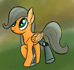 Size: 497x471 | Tagged: safe, artist:ahorseofcourse, oc, oc only, oc:autumn wren, pegasus, robot, cute, discord bot, female, filly, solo focus