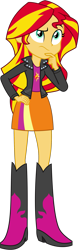 Size: 871x2773 | Tagged: safe, artist:millennial dan, artist:nano23823, imported from derpibooru, sunset shimmer, equestria girls, rainbow rocks, .svg available, absurd resolution, boots, clothes, female, frown, hand on hip, high heel boots, jacket, leather, leather boots, leather jacket, pondering, raised eyebrow, shirt, shoes, simple background, skirt, solo, sunset ponders pose, svg, thinking, transparent background, vector