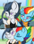 Size: 1449x1919 | Tagged: safe, artist:larrykitty, artist:php156, imported from derpibooru, rainbow dash, rumble, pegasus, pony, alternate universe, blushing, cheek kiss, embarrassed, kiss on the cheek, kissing, motherly, older, older rainbow dash, older rumble, platonic kiss, scar, smug