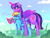 Size: 2397x1830 | Tagged: safe, artist:aaa-its-spook, imported from derpibooru, rainbow dash, twilight sparkle, twilight sparkle (alicorn), alicorn, pegasus, backwards cutie mark, blushing, book, caught red hooved, female, lesbian, magic, reading, shipping, size difference, twidash