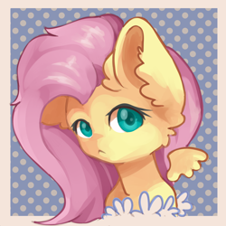 Size: 2520x2520 | Tagged: safe, artist:jackselit, imported from derpibooru, fluttershy, pegasus, pony, :<, bust, ear fluff, floating wings, portrait, simple background, sketch, solo, wings