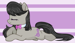 Size: 2056x1172 | Tagged: safe, artist:katnekobase, artist:thieeur-nawng, imported from derpibooru, octavia melody, earth pony, pony, base used, bowtie, eyes closed, female, lying down, mare, prone, solo