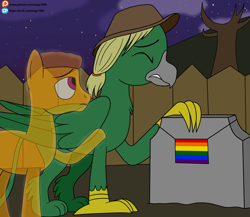 Size: 5340x4631 | Tagged: safe, artist:eagc7, imported from derpibooru, oc, ghost, griffon, undead, fallout equestria, commission, crying, gay, gravestone, griffon oc, male, mourning, pride, pride flag, sad, tombstones