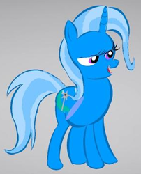 Size: 288x356 | Tagged: safe, artist:lostydapony, imported from derpibooru, trixie, pony, unicorn, eyes open, female, gray background, horn, mare, simple background