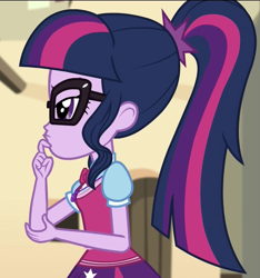 Size: 1013x1080 | Tagged: safe, edit, edited screencap, editor:mycarhasamoustache, imported from derpibooru, screencap, sci-twi, twilight sparkle, equestria girls, movie magic, spoiler:eqg specials, cropped, solo