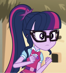 Size: 964x1066 | Tagged: safe, edit, imported from derpibooru, screencap, sci-twi, twilight sparkle, equestria girls, movie magic, spoiler:eqg specials, angry, cropped, cute, solo, twiabetes