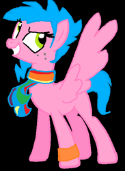 Size: 410x560 | Tagged: safe, artist:captainsnarkyninja, imported from derpibooru, oc, oc only, oc:thunder dash, pegasus, pony, clothes, female, pegasus oc, scarf, solo, solo female, wings