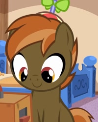 Size: 865x1080 | Tagged: safe, imported from derpibooru, screencap, button mash, pony, button's adventures, buttonbetes, cropped, cute, foal, happy, male, sitting, smiling, solo, video game, young, younger