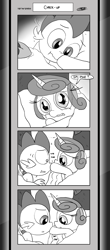 Size: 1451x3300 | Tagged: safe, artist:loreto-arts, imported from derpibooru, princess flurry heart, spike, alicorn, dragon, pony, comic:friendship is innuendo, comic:friendship is innuendo vol. 2, boop, comic, crying, cute, daaaaaaaaaaaw, duo, female, male, monochrome, solo, winged spike, wings