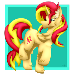 Size: 2250x2308 | Tagged: safe, artist:thebenalpha, imported from derpibooru, sunset shimmer, unicorn, ear fluff, simple background, standing