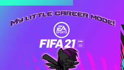 Size: 1280x720 | Tagged: safe, imported from derpibooru, oc, oc only, oc:rifler dash, pegasus, pony, black pegasus, dab, fake, faker than a three dollar bill, fifa, fifa 21, football, purple mane, self promotion, solo, sports, youtube link