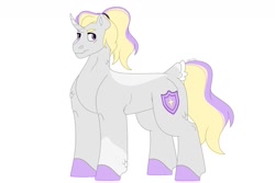 Size: 1280x854 | Tagged: safe, artist:itstechtock, imported from derpibooru, oc, oc only, oc:platinum shield, pony, unicorn, female, mare, offspring, parent:princess cadance, parent:shining armor, parents:shiningcadance, simple background, solo, white background