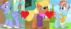 Size: 862x360 | Tagged: safe, imported from derpibooru, bow hothoof, ms. harshwhinny, windy whistles, earth pony, pegasus, pony, crack shipping, female, group sex, male, mare, polyamory, shipping, shipping domino, stallion, threesome