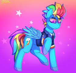 Size: 1714x1630 | Tagged: safe, artist:aaa-its-spook, imported from derpibooru, rainbow dash, pegasus, pony, clothes, female, mare, solo, sunglasses, uniform