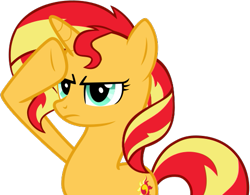 Size: 507x396 | Tagged: safe, artist:nano23823, imported from derpibooru, sunset shimmer, pony, unicorn, base used, female, mare, rainbow dash salutes, salute, simple background, solo, transparent background