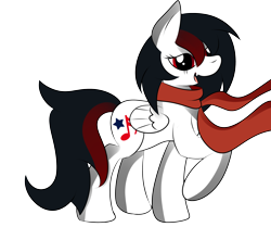 Size: 3500x2922 | Tagged: safe, artist:almaustral, imported from derpibooru, oc, oc only, oc:lighting wind, pegasus, pony, clothes, open mouth, pegasus oc, raised hoof, scarf, simple background, solo, transparent background, wings