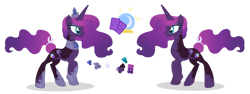 Size: 1280x480 | Tagged: safe, artist:magicuniclaws, imported from derpibooru, oc, oc only, oc:pythia, alicorn, pony, female, magical lesbian spawn, mare, offspring, parent:princess luna, parent:tempest shadow, parents:tempestluna, simple background, solo, transparent background