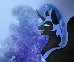 Size: 4000x3330 | Tagged: safe, artist:toptian, imported from derpibooru, nightmare moon, alicorn, pony, ethereal mane, female, galaxy mane, helmet, mare, open mouth, peytral, solo