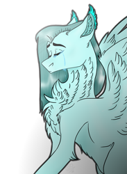 Size: 787x1073 | Tagged: safe, artist:toptian, imported from derpibooru, oc, oc only, pegasus, pony, bust, chest fluff, eyes closed, pegasus oc, simple background, solo, white background, wings