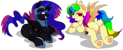 Size: 11600x4800 | Tagged: safe, artist:rainbowtashie, imported from derpibooru, nightmare moon, princess cadance, princess celestia, princess luna, twilight sparkle, oc, oc:queen nightmare pulsar, oc:rainbow tashie, alicorn, bat pony, earth pony, pony, absurd resolution, alicorn princess, armor, bat ponified, butt, clothes, commissioner:bigonionbean, costume, cute, cutie mark, extra thicc, fake wings, fangs, female, flank, fusion, fusion:princess cadance, fusion:princess celestia, fusion:princess luna, fusion:queen nightmare pulsar, fusion:twilight sparkle, jewelry, mare, nightmare night, nightmare night costume, plot, race swap, regalia, simple background, transparent background, twilight sparkle (alicorn), writer:bigonionbean