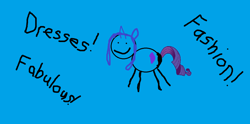 Size: 1360x674 | Tagged: safe, artist:twilyisbestpone, derpibooru exclusive, imported from derpibooru, rarity, pony, unicorn, blue background, exclamation point, female, intentionally bad, mare, simple background, smiling, solo, stick pony, stylistic suck, wat