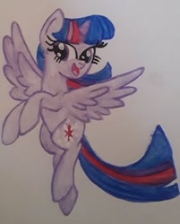 Size: 280x349 | Tagged: safe, artist:chewy-tartz, imported from derpibooru, twilight sparkle, alicorn, pony, flying, solo, twilight sparkle (alicorn)