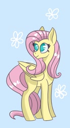 Size: 596x1080 | Tagged: safe, artist:starlight-j, imported from derpibooru, fluttershy, pegasus, pony, female, mare, simple background, smiling, solo