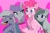 Size: 1280x854 | Tagged: safe, artist:jynsherlock, imported from derpibooru, limestone pie, marble pie, maud pie, pinkie pie, earth pony, pony, cake, deviantart watermark, disgusted, female, food, group, happy birthday mlp:fim, mare, mlp fim's tenth anniversary, obtrusive watermark, pie sisters, quartet, siblings, signature, sisters, smiling, tongue out, watermark, when she smiles