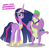 Size: 2042x2077 | Tagged: safe, artist:happyb0y95, artist:malleymall, edit, imported from derpibooru, spike, twilight sparkle, alicorn, dragon, pony, the last problem, blue hair, crown, cutie mark, duo, eyelashes, eyes closed, female, gigachad spike, grin, hand on hip, happy birthday mlp:fim, high res, horn, husband and wife, jewelry, long hair, looking at you, male, mare, mlp fim's tenth anniversary, multicolored hair, necklace, older, older spike, older twilight, pink hair, princess twilight 2.0, purple eyes, purple hair, regalia, shipping, simple background, smiling, straight, tail, teeth, text, thumbs up, twilight sparkle (alicorn), twispike, white background, wings