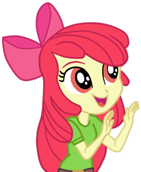 Size: 666x810 | Tagged: safe, artist:gmaplay, imported from derpibooru, apple bloom, equestria girls, adorabloom, apple bloom's bow, bow, cute, hair bow, simple background, solo, transparent background