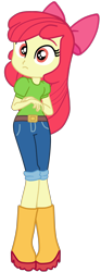 Size: 1074x2884 | Tagged: safe, artist:gmaplay, imported from derpibooru, apple bloom, equestria girls, equestria girls series, spoiler:eqg series (season 2), spoiler:eqg specials, adorabloom, apple bloom's bow, boots, bow, cute, hair bow, shoes, simple background, solo, transparent background