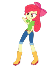 Size: 2656x3905 | Tagged: safe, artist:gmaplay, imported from derpibooru, apple bloom, equestria girls, equestria girls series, spoiler:eqg series (season 2), spoiler:eqg specials, apple bloom is not amused, apple bloom's bow, boots, bow, hair bow, shoes, simple background, solo, transparent background, unamused