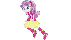 Size: 3072x1728 | Tagged: safe, artist:gmaplay, imported from derpibooru, sweetie belle, equestria girls, spoiler:eqg specials, boots, clothes, running, shoes, simple background, skirt, solo, transparent background