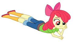 Size: 2944x1642 | Tagged: safe, artist:gmaplay, imported from derpibooru, apple bloom, equestria girls, spoiler:eqg specials, ass, bloom butt, boots, butt, lying, lying down, shoes, simple background, solo, transparent background