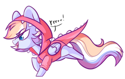 Size: 1280x810 | Tagged: safe, artist:cloud-fly, imported from derpibooru, oc, pegasus, pony, animal costume, chibi, clothes, costume, female, mare, simple background, solo, transparent background