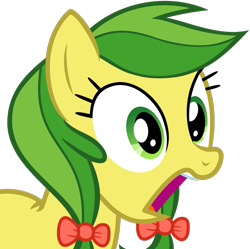 Size: 1042x1040 | Tagged: safe, artist:nano23823, imported from derpibooru, apple fritter, earth pony, pony, .svg available, apple family member, bow, bust, female, hair bow, mare, open mouth, shocked, simple background, solo, svg, transparent background, vector