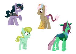 Size: 1280x906 | Tagged: safe, artist:tenderrain-art, artist:tenderrain46, imported from derpibooru, oc, changeling, hybrid, pegasus, pony, unicorn, simple background, transparent background