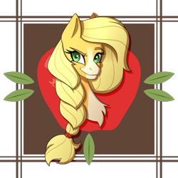 Size: 1280x1280 | Tagged: safe, artist:spaded-drawings, imported from derpibooru, applejack, earth pony, pony, spoiler:g5, applejack (g5 concept leak), applejack (g5), braid, bust, coat markings, female, g5, g5 concept leak style, g5 concept leaks, mare, redesign, simple background, solo, transparent background