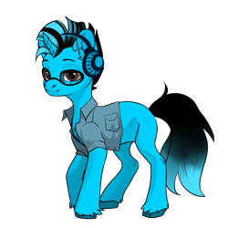 Size: 1024x1024 | Tagged: safe, artist:band sickle, artist:bandwidth, editor:band sickle, imported from derpibooru, oc, oc only, oc:bandwidth, unicorn, pony creator, clothes, glasses, headphones, looking at you, male, shirt, simple background, solo, stallion, transparent background