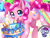 Size: 2000x1500 | Tagged: safe, artist:bluntmare, imported from derpibooru, pinkie pie, earth pony, pony, balloon, cake, confetti, cute, diapinkes, female, food, happy birthday mlp:fim, looking at you, mlp fim's tenth anniversary, open mouth, party, rainbow, shiny, solo