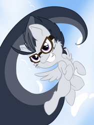 Size: 1536x2048 | Tagged: safe, artist:larrykitty, artist:php156, imported from derpibooru, rumble, pegasus, pony, colt, flying, goggles, male, sky, smiling, solo