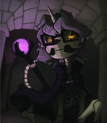 Size: 1755x2024 | Tagged: safe, artist:marsminer, imported from derpibooru, oc, oc only, oc:norec, lich, pony, undead, solo, spooky