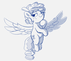 Size: 972x840 | Tagged: safe, alternate version, artist:heretichesh, imported from derpibooru, cozy glow, pegasus, pony, bow, female, filly, freckles, hair bow, large wings, monochrome, sketch, smug, solo, tail bow, wings