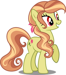 Size: 1920x2176 | Tagged: safe, artist:decprincess, imported from derpibooru, oc, oc only, oc:serena, earth pony, pony, cute, female, flower, flower in hair, mare, raised hoof, simple background, smiling, solo, transparent background, vector