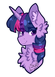 Size: 402x562 | Tagged: safe, alternate version, artist:silentwolf-oficial, imported from derpibooru, twilight sparkle, pony, unicorn, bust, chest fluff, ear fluff, signature, simple background, solo, transparent background, unicorn twilight